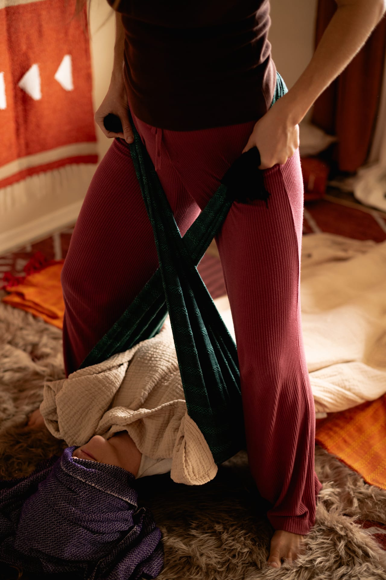 Calm massage room prepared for a rebozo session